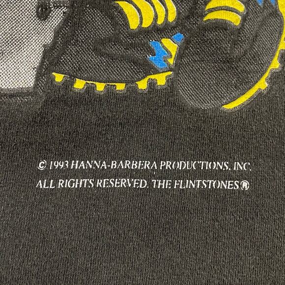 Vintage Flinstones Michigan 90s Football Fred & Barney Black Faded Shirt Large - Picture 4 of 8